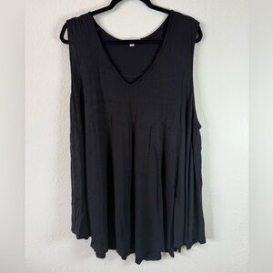 Green Envelope Black V-Neck Tank Top 3X Flowy Stretch Rayon Plus Size